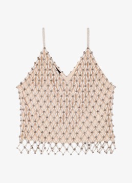 Maje Dames Lakoya top met kralendecoratie in de kleur Beige
