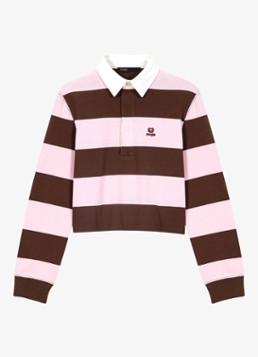 Maje Dames Tipolay polo met streepprint en logoborduring in de kleur Bruin