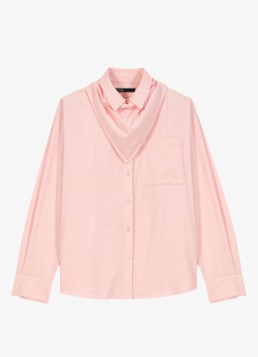 Maje Dames Cionea blouse met borstzak en afneembare sjaalkraag in de kleur Lichtroze