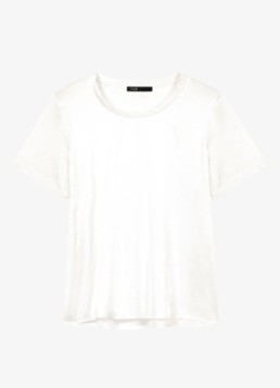 Maje Dames Limeon T-shirt van zijde met ronde hals in de kleur Wit