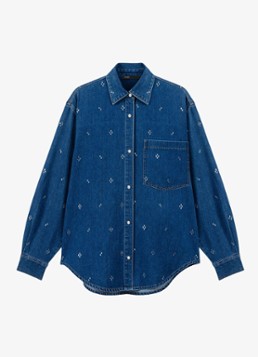 Maje Dames Spijkerjas met strass en borstzak in de kleur Donkerblauw