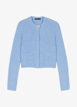 Maje Dames Fijngebreid vest in wolblend in de kleur Blauw