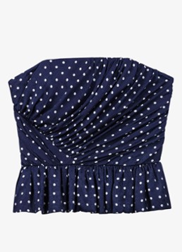Maje Dames Strapless top met stippenprint in de kleur Donkerblauw