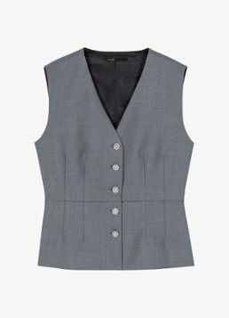 Maje Dames Gilet in wolblend met V-hals in de kleur Grijs