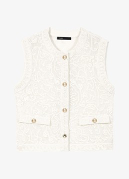 Maje Dames Laros top met borduring in de kleur Beige