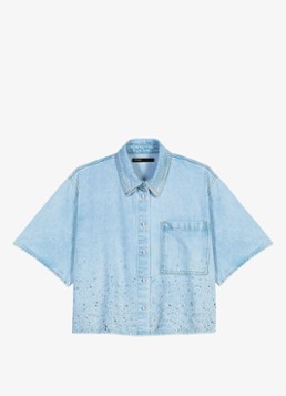 Maje Dames Cyros blouse met strass in de kleur Blauw