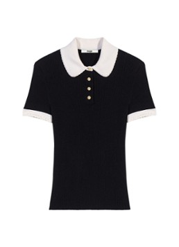 Maje Dames Top met ribstructuur in de kleur Zwart