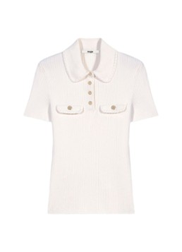 Maje Dames Top met ribstructuur in de kleur Creme