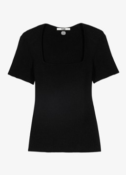 Maje Dames Ribgebreide top in de kleur Zwart