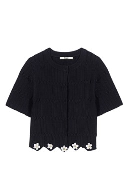 Maje Dames Fijngebreid cropped vest met sierknopen in de kleur Jeans