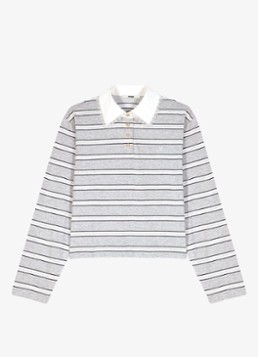 Maje Dames Polo met streepprint in de kleur Lichtgrijs
