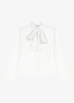 Maje Dames Blouse met sjaalkraag in de kleur White / Wit