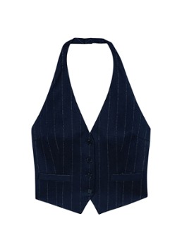 Maje Dames Gilet in wolblend met krijtstreep in de kleur Donkerblauw
