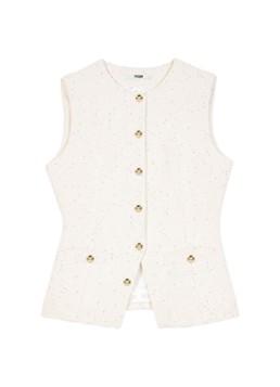 Maje Dames Top van bouclé met opgestikte zakken in de kleur Beige