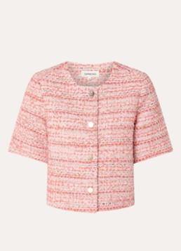 Expresso Dames Cropped blazer met lurex in de kleur Zalmroze