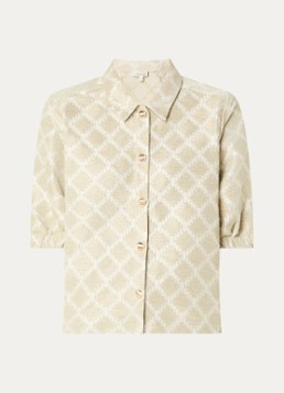 Expresso Dames Blazer met print en ballonmouw in de kleur Lichtgroen