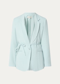 Expresso Dames Blazer in linnenblend met strikceintuur en paspelzakken in de kleur Mint