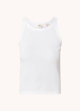 Levi's Dames Basic tanktop met ribstructuur en ronde hals in de kleur Wit