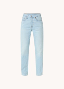 Levi's Dames 501 high waist slim fit jeans met lichte wassing in de kleur Indigo