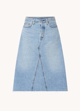 Levi's Dames Midi spijkerrok met steekzakken in de kleur Lichtblauw