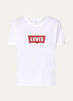 Levi's Dames T-shirt met logoprint en stretch in de kleur Wit