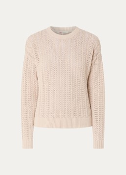 Levi's Dames Sunrise grofgebreide trui in linnenblend met opengewerkt dessin in de kleur Beige