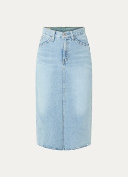 Levi's Dames Midi spijkerrok met split in de kleur Lichtblauw