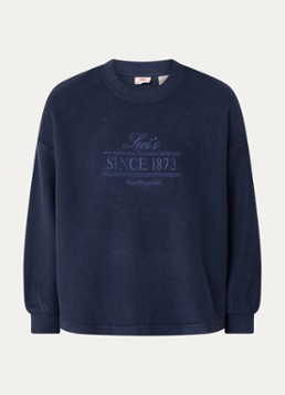 Levi's Dames Sweater met logoborduring in de kleur Donkerblauw