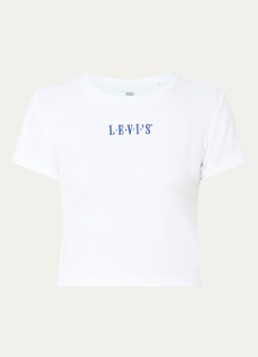 Levi's Dames Cropped T-shirt met logoborduring in de kleur Wit