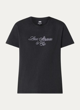Levi's Dames T-shirt met logoprint en strass in de kleur Zwart