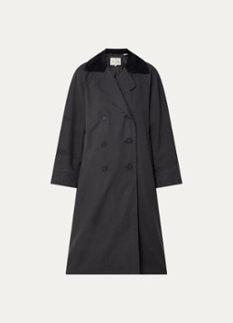 Levi's Dames Bree Barn double-breasted trenchcoat met details van corduroy in de kleur Antraciet
