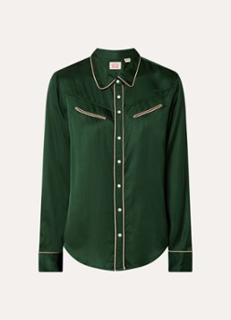 Levi's Dames Bradie blouse van satijn met paspelzakken in de kleur Groen