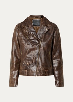 Levi's Dames Shita bikerjack van schapenleer in de kleur Donkerbruin