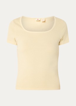 Levi's Dames T-shirt met rechthoekige hals in de kleur Lichtgeel