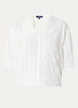 Levi's Dames Blue Tab cropped blouse met broderie in de kleur Gebroken wit
