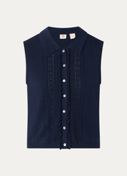 Levi's Dames Fijngebreid gilet met ruches in de kleur Donkerblauw