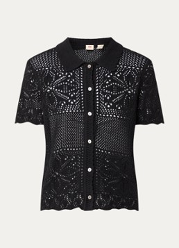 Levi's Dames Susanna fijngebreide blouse met opengewerkt dessin in de kleur Zwart