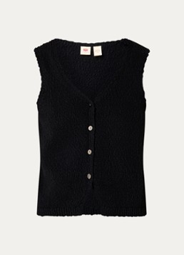 Levi's Dames Helen grofgebreid gilet met ribstructuur in de kleur Zwart