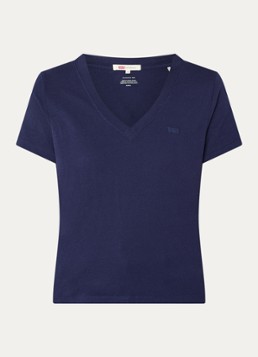 Levi's Dames T-shirt met logoborduring in de kleur Donkerblauw