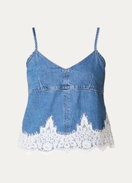 Levi's Dames Top van denim met details van kant in de kleur Indigo