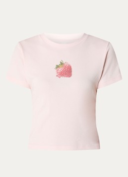 Levi's Dames Cropped T-shirt met print in de kleur Lichtroze
