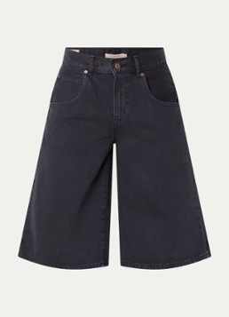 Levi's Dames Super Baggy mid waist wide fit korte broek van denim in de kleur Zwart