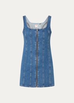 Levi's Dames Mini denim jurk met rechthoekige hals in de kleur Indigo