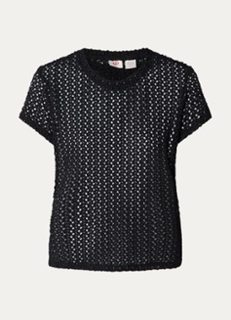 Levi's Dames Fiona semi-transparant T-shirt van kant in de kleur Zwart