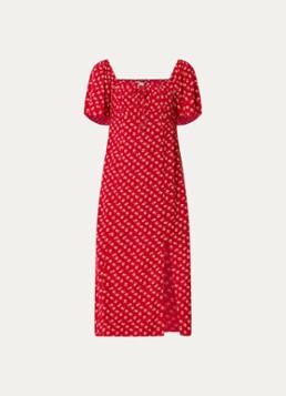 Levi's Dames Amara midi jurk met split en print in de kleur Kersenrood
