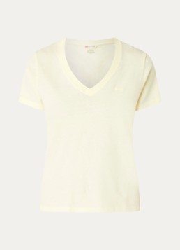 Levi's Dames T-shirt met logoborduring in de kleur Lichtgeel