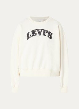 Levi's Dames Sweater met logoborduring in de kleur Gebroken wit