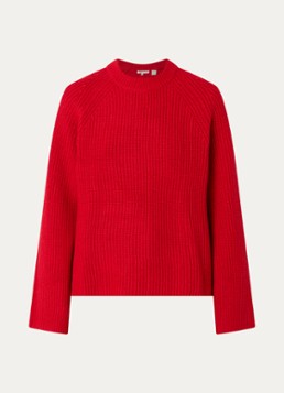 Levi's Dames Frida ribgebreide trui in wolblend in de kleur Rood