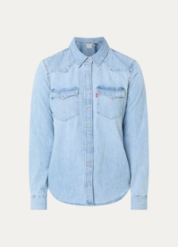Levi's Dames Heritage Western blouse van denim met borstzakken in de kleur Indigo