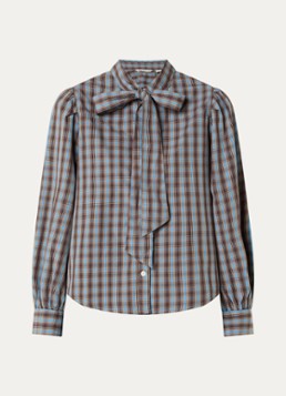 Levi's Dames Judice blouse met ruitdessin en strikkraag in de kleur Bruin